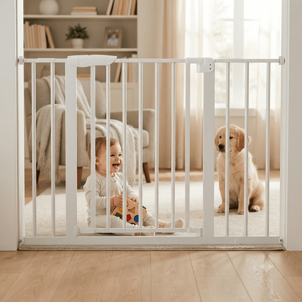 Pressure Mount Baby Gate with Auto-Close Door, No-Drill Metal Safety Barrier for Doorways and Hallways, One-Hand Opening and 29-48 Inch Width Options