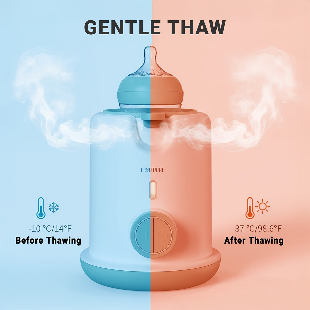 3-Minute Baby Bottle Warmer & Steam Sterilizer with Anti-Dry-Burn Protection and Automatic Shut-Off for Convenient Daily Bottle Preparation