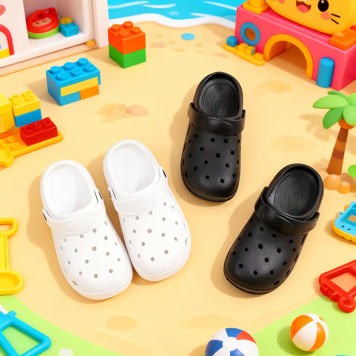 Perforated Kids Clogs with Thick EVA Sole, Lightweight Round-Toe Slip-On Shoes for Boys and Girls in Five Colors for Indoor and Outdoor Casual Wear