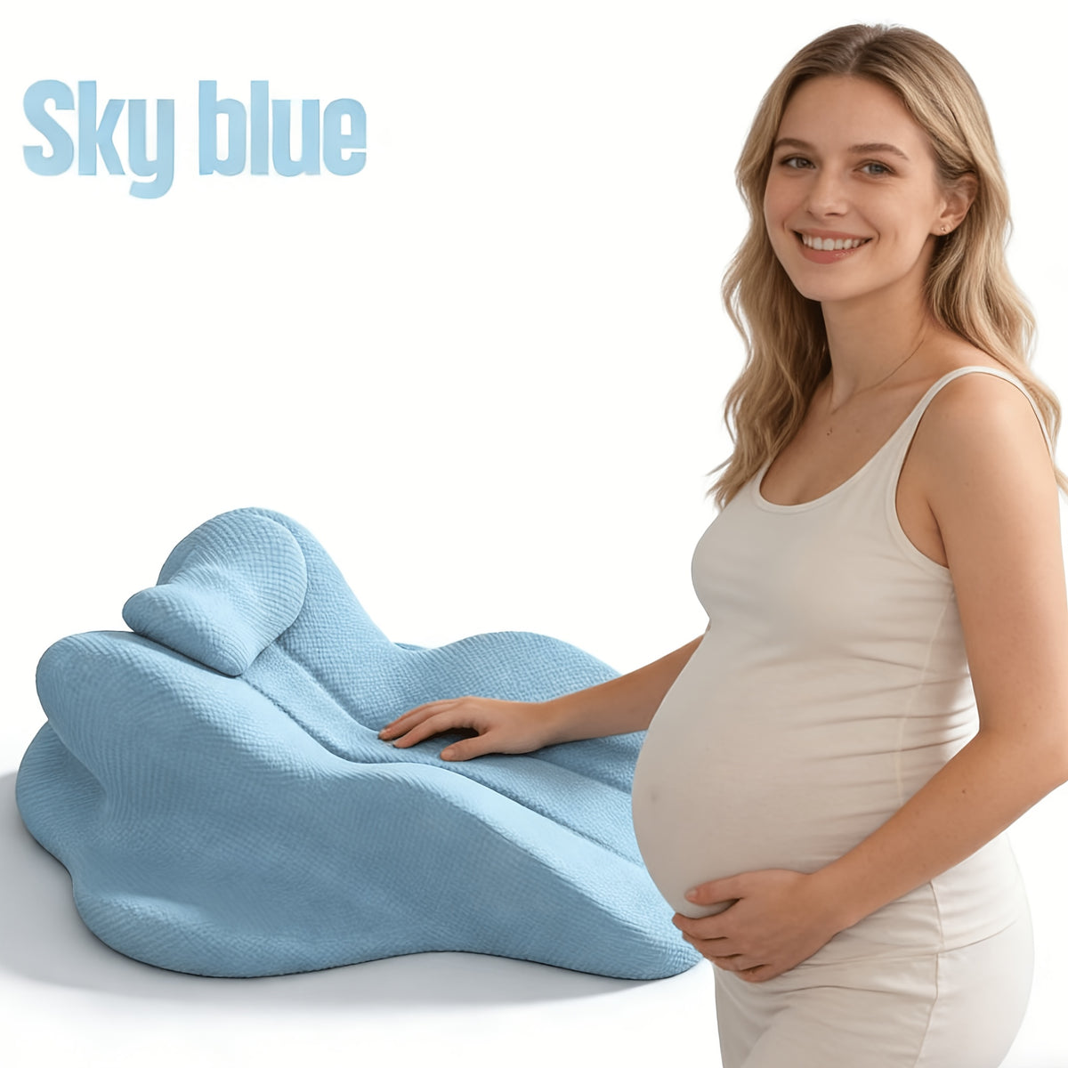 Memory Foam Maternity Body Pillow for Full-Body Lounging, Compressible Pregnancy Support Cushion for Bed or Sofa, Portable Gift for Expecting Moms