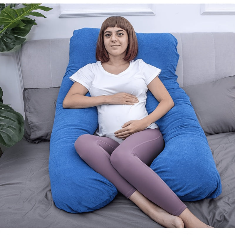 Velvet Cover U-Shaped Pregnancy Pillow, Full Body Maternity Sleeping Pillow with Detachable Soft Velvet Cover, Essential Comfort Support for Pregnant Women and Expectant Mothers