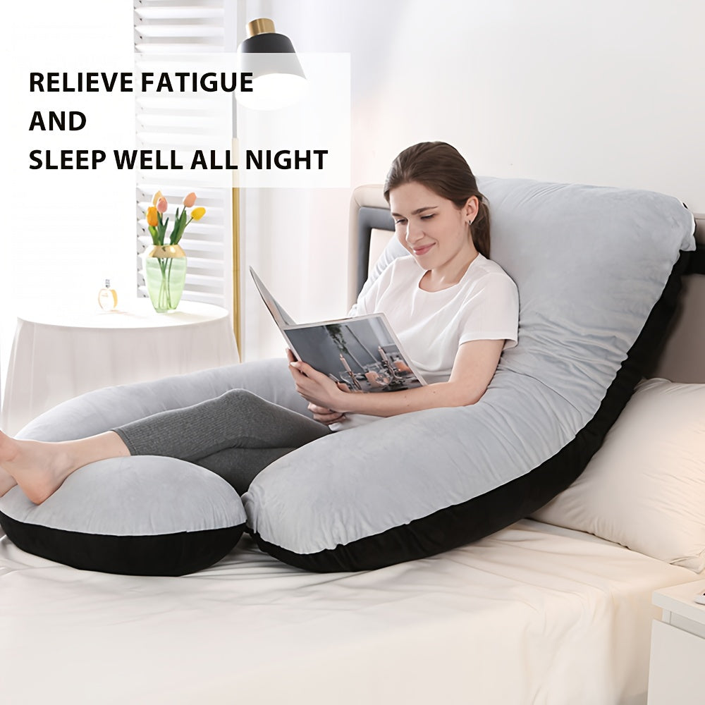 J-Shaped Full Body Pregnancy Pillow, 62-Inch Maternity Pillow with Removable Pillowcase, Large Size Back to Leg Support for Comfortable Pregnancy Sleep, Great Baby Shower and Holiday Gift