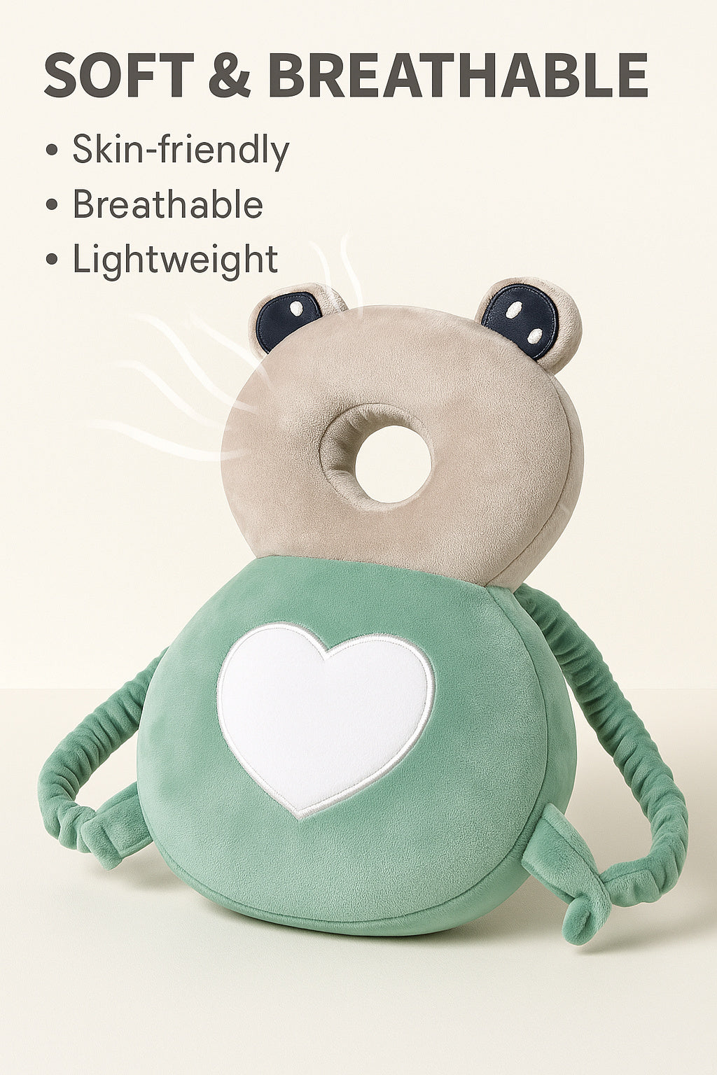 Toddler Head Protection Backpack with Plush Animal Back Cushion, Adjustable Shoulder and Chest Straps for Supervised Crawling and First Steps