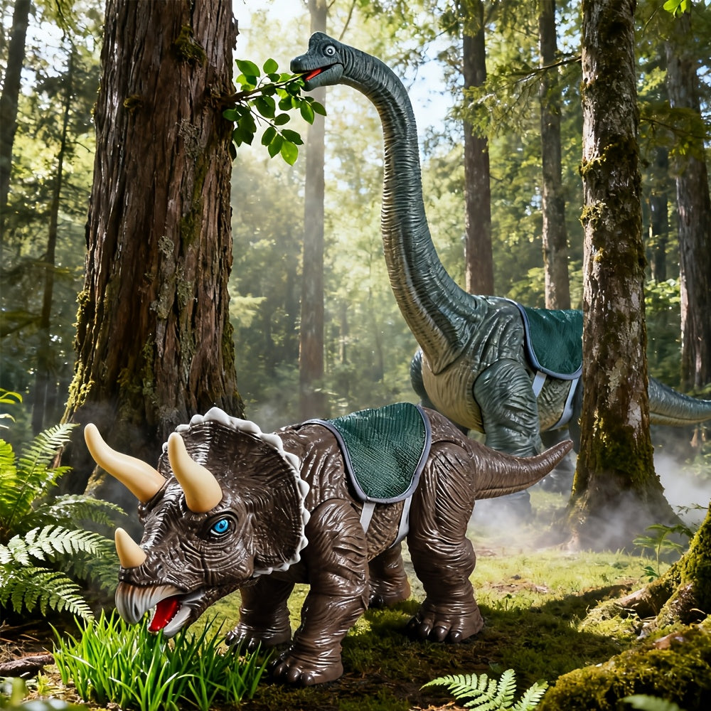 Brachiosaurus Dinosaur Ride-On Toy for Kids, Realistic Long-Neck Dinosaur Figure with Light-Up Effects and Dinosaur Sounds for Pretend Play