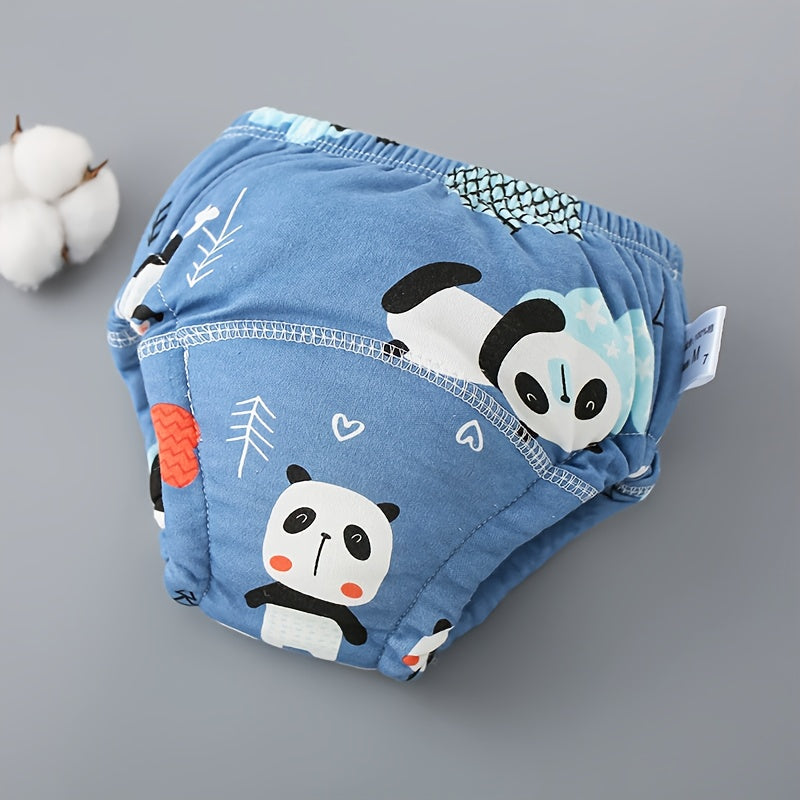 Animal Print Potty Training Underwear 6-Pack, Reusable Cotton Toddler Learning Pants with Absorbent Crotch and Pull-On Elastic Waist for Boys and Girls
