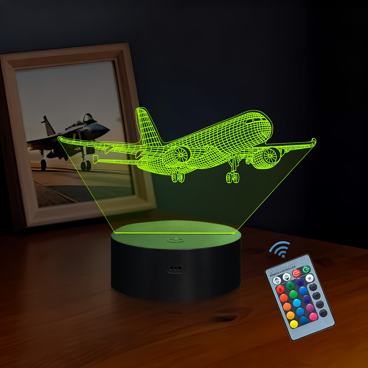 Airplane Night Light with 3D Illusion Design, 16 Touch-Control Color Options and Plug-In Base for Bedroom or Nursery Decor Gifts