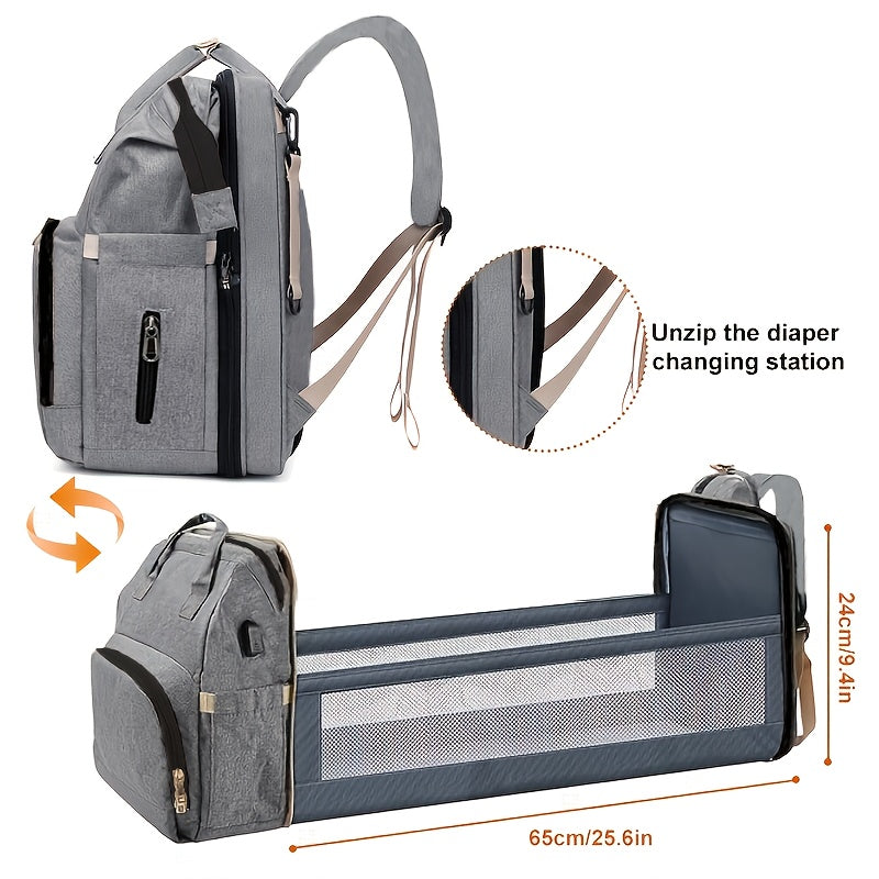 Stroller Attachment Diaper Backpack, Versatile Baby Changing Bag with Stroller Straps & Bottle Pockets ā Spacious Nappy Backpack with Secure Zipper Closure, Stylish Design for Moms & Dads