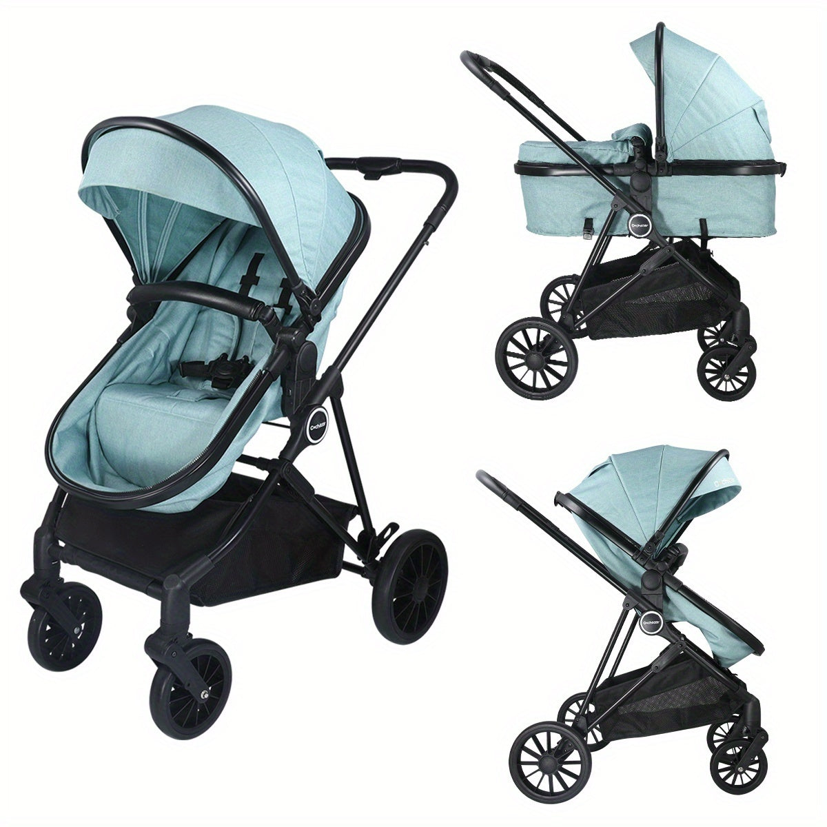 Reversible Baby Stroller with Parent-Facing and World-Facing Modes, Bassinet Configuration, Canopy and Storage Basket for Family Outings