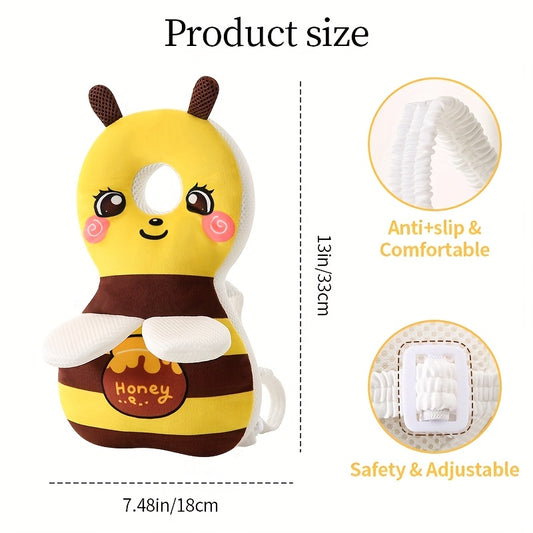 Toddler Plush Back Cushion Backpack with Adjustable Straps, Soft Cartoon Animal Wearable Pad for Crawling and Early Walking in Seven Animal Designs