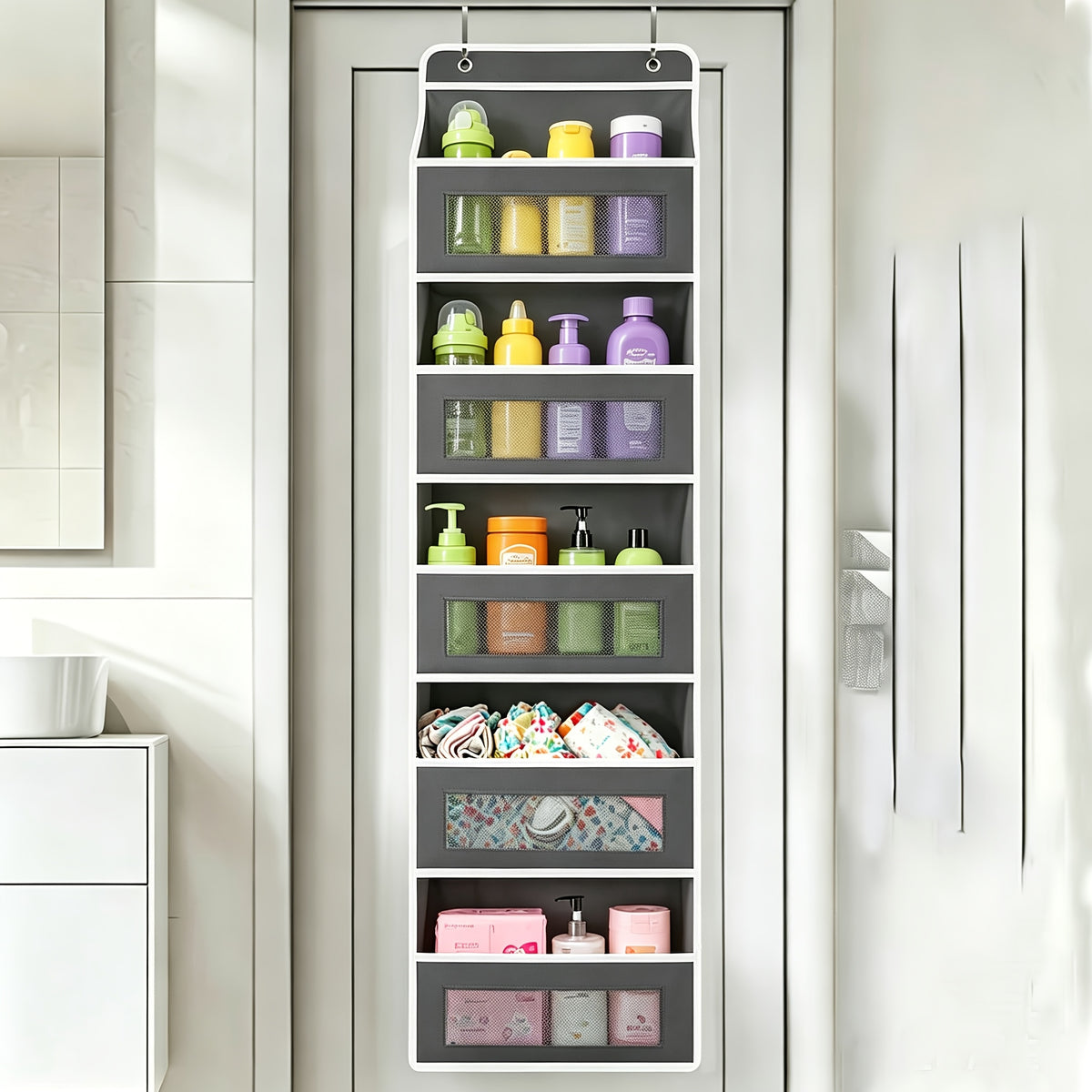 5-Shelf Over-the-Door Organizer with 10 Storage Pockets, No-Drill Hanging Door Storage for Nursery, Bedroom, Bathroom and Pantry Essentials