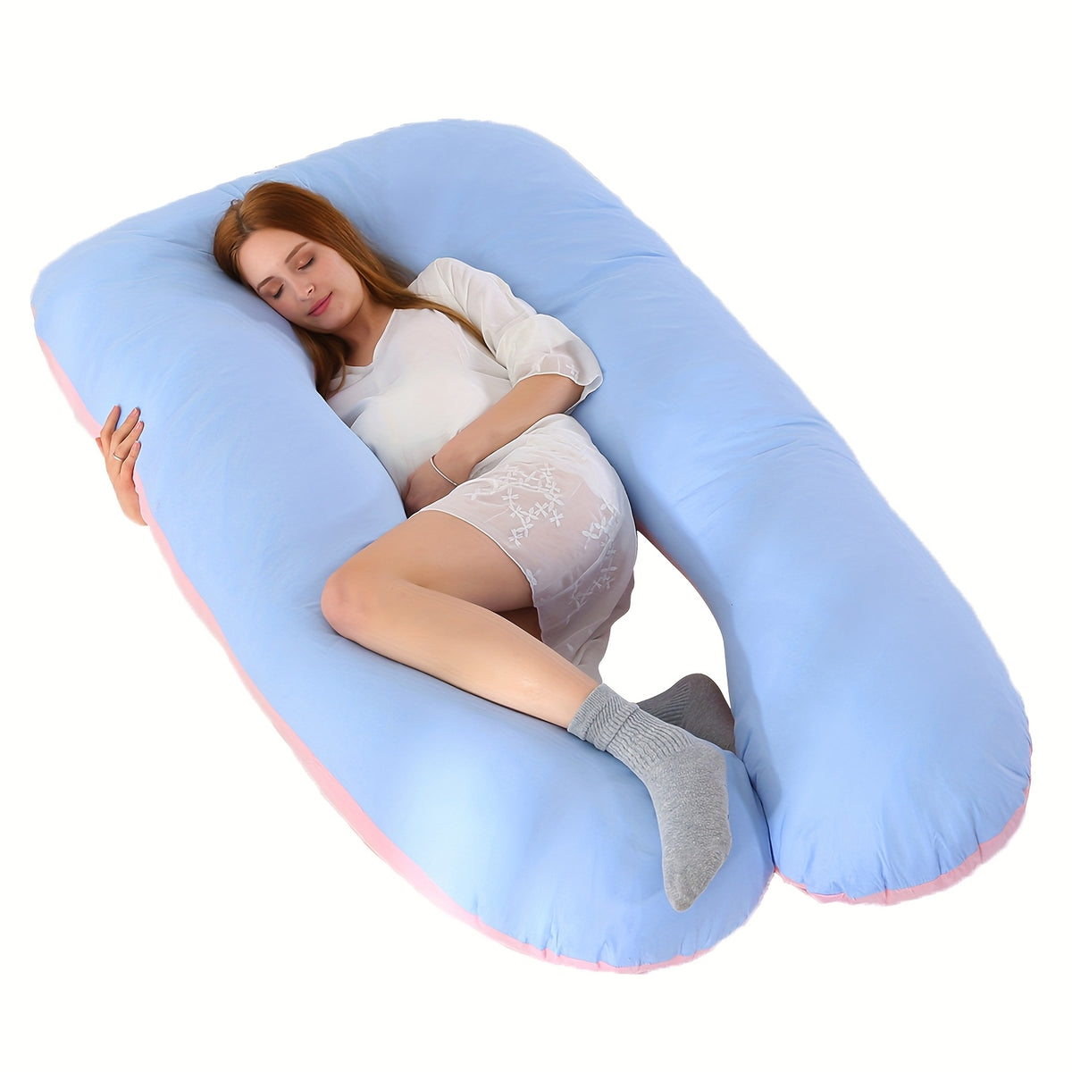 Maternity Back Neck and Leg Support Pillow, U-Shaped Portable Pregnancy Pillow, Soft Comfortable Polyester Body Pillow for Expecting Moms, Hand Wash or Dry Clean, Full Body Pregnancy Support