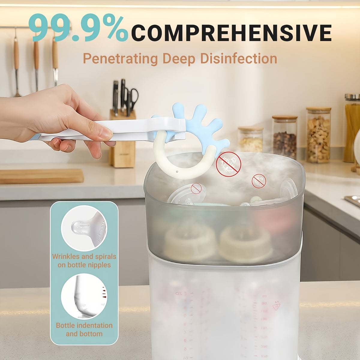 2-Tier Large Capacity Electric Bottle Sterilizer and Dryer, Steam Sterilization Kills 99.9% of Germs, Universal Fit for Breast Pump Parts, Glass and Plastic Baby Bottles, Auto Shut-Off, Great Gift