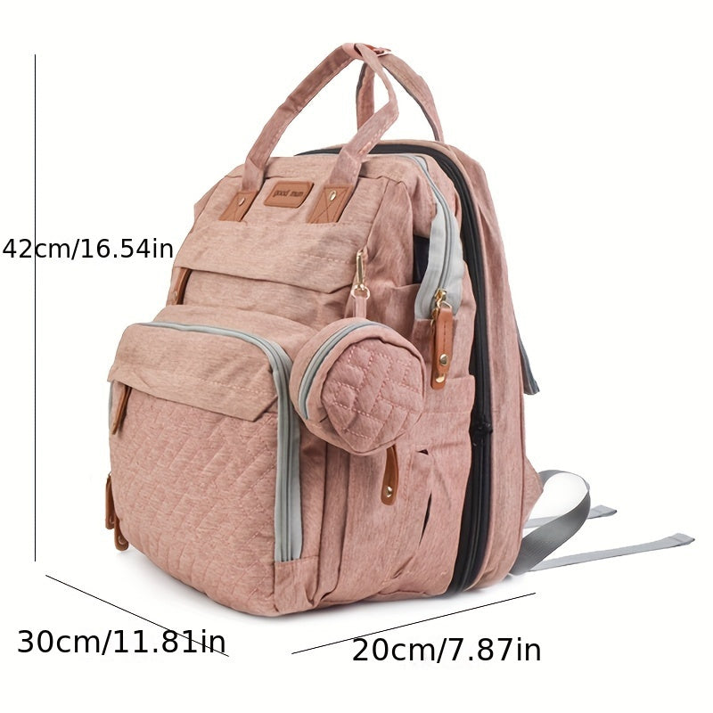 Pink Plaid Diaper Backpack, Casual Daypack Diaper Bag for Newborn Essentials ā Secure Zipper Closure, Lightweight Design for Daily Outings & Travel, Practical Gift for New Parents