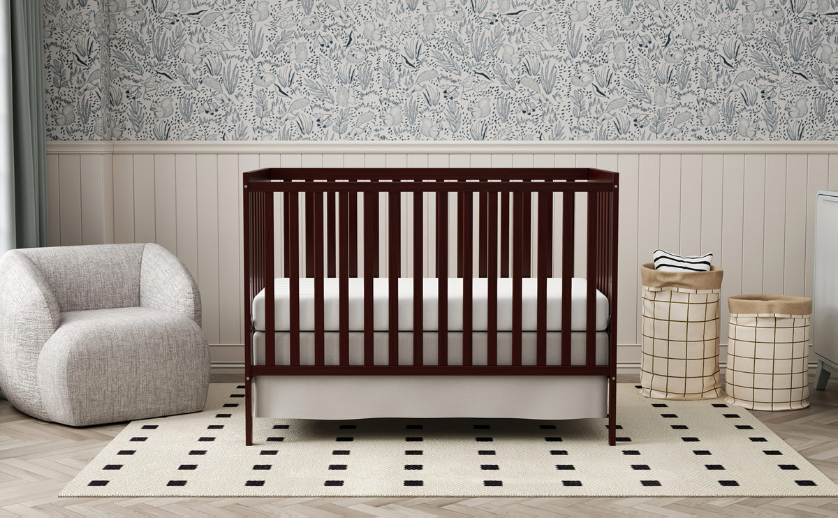 5-in-1 Convertible Crib by Goldzone, New Zealand Pine Wood Baby Crib with 4 Adjustable Mattress Heights, Toddler, Daybed and Full-Bed Options