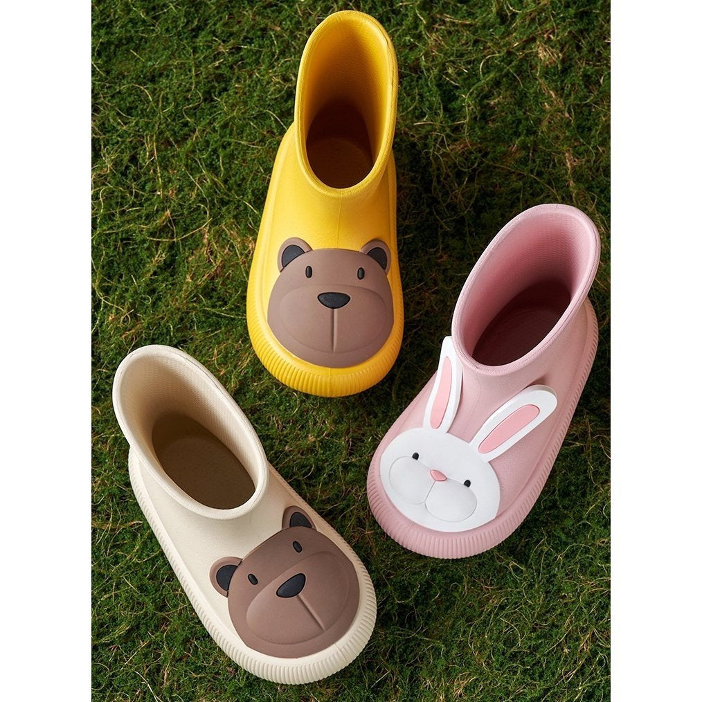 Bunny Paw Rain Boots for Kids, Lightweight Waterproof EVA Boots with Bear & Bunny Designs, Non-Slip Sole and Toddler-to-Big-Kid Sizes for Wet-Weather Play