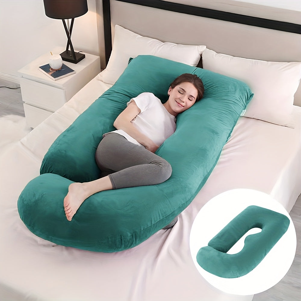J-Shaped Full Body Pregnancy Pillow, 62-Inch Maternity Pillow with Removable Pillowcase, Large Size Back to Leg Support for Comfortable Pregnancy Sleep, Great Baby Shower and Holiday Gift