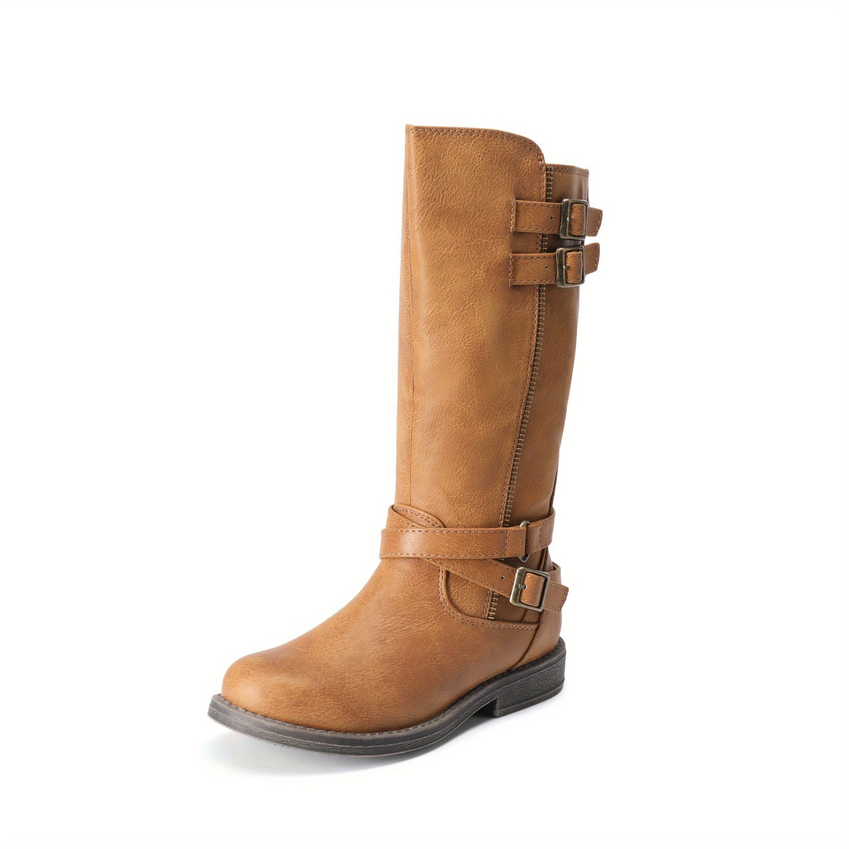 Double-Buckle Knee-High Sweater Riding Boots for Girls - Fashionable Tall Boots with Adjustable Buckle Straps, Assorted Colors, Comfortable Fit for Toddler, Little Kid & Big Kid