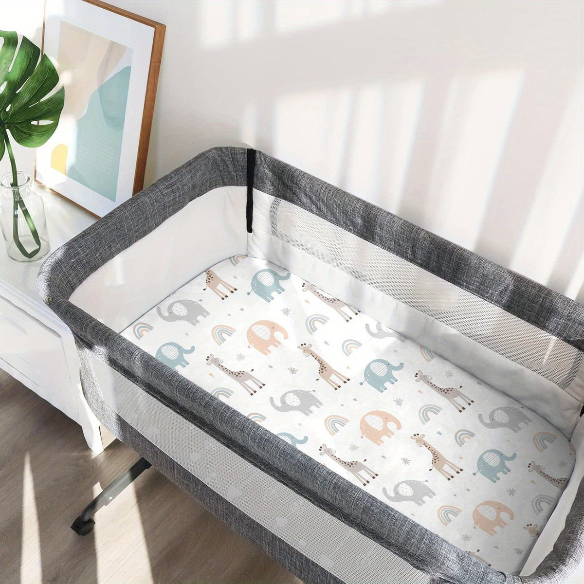 Cradle Bassinet Fitted Sheet Set of 4, 33 x 20 x 4 Inches, Fits Oval Rectangular and Other Mattresses, Soft Skin-Friendly All-Season Fabric, Sheets Only No Mattress Included, Baby Nursery Bedding