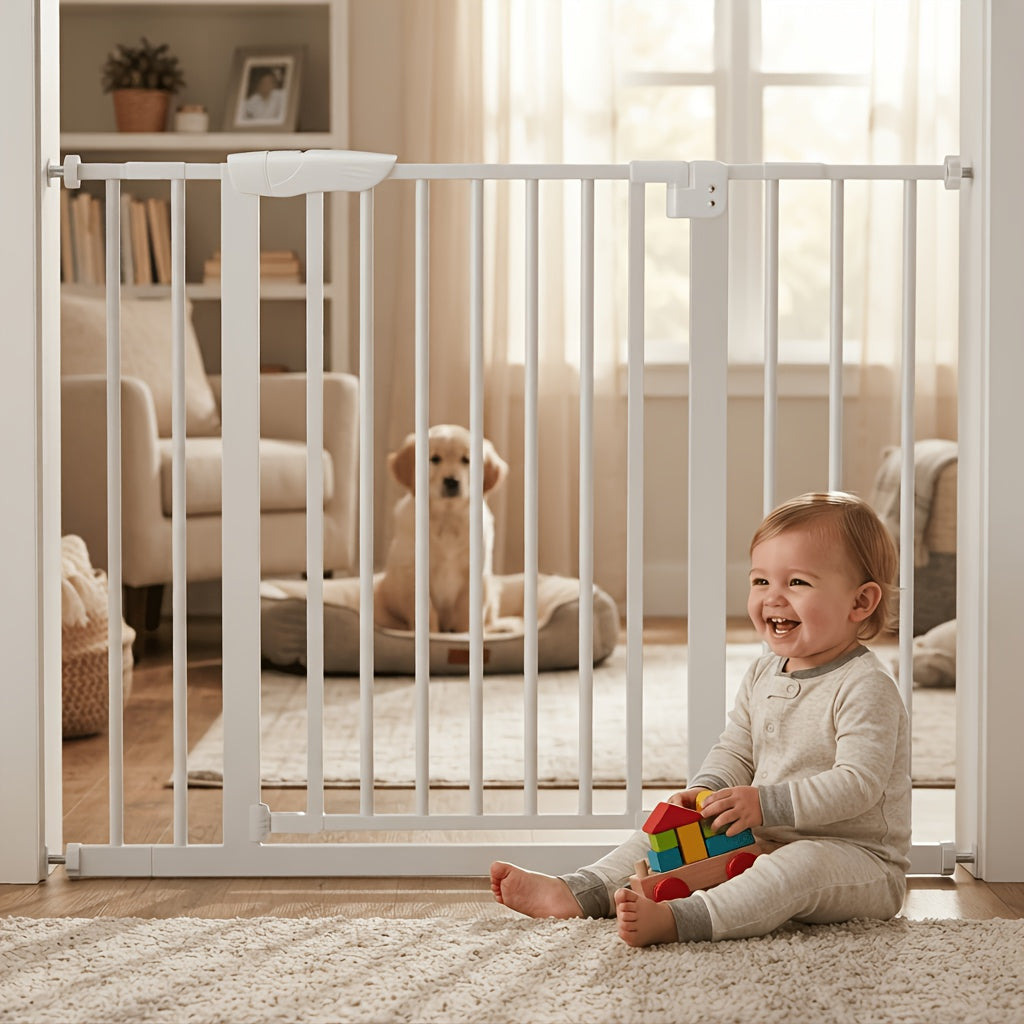 Pressure Mount Baby Gate with Auto-Close Door, No-Drill Metal Safety Barrier for Doorways and Hallways, One-Hand Opening and 29-48 Inch Width Options
