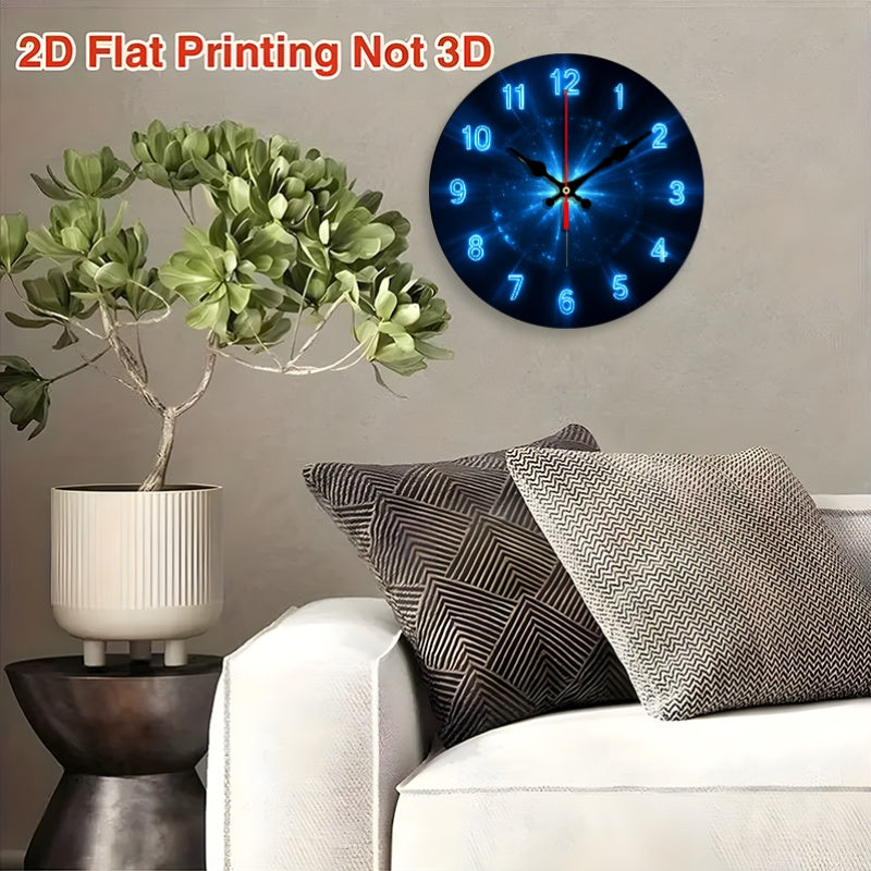 Silent Modern Wall Clock, 12-Inch Round Non-Ticking Battery-Powered 2D Flat Decorative Timepiece for Living Room, Kitchen or Dorm Room