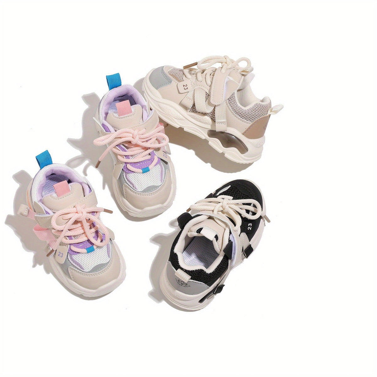 Kids Mesh Casual Sneakers with Soft Sole, Breathable Spring Shoes for Toddler and Little Kid Boys and Girls in Fuchsia, Beige or Black