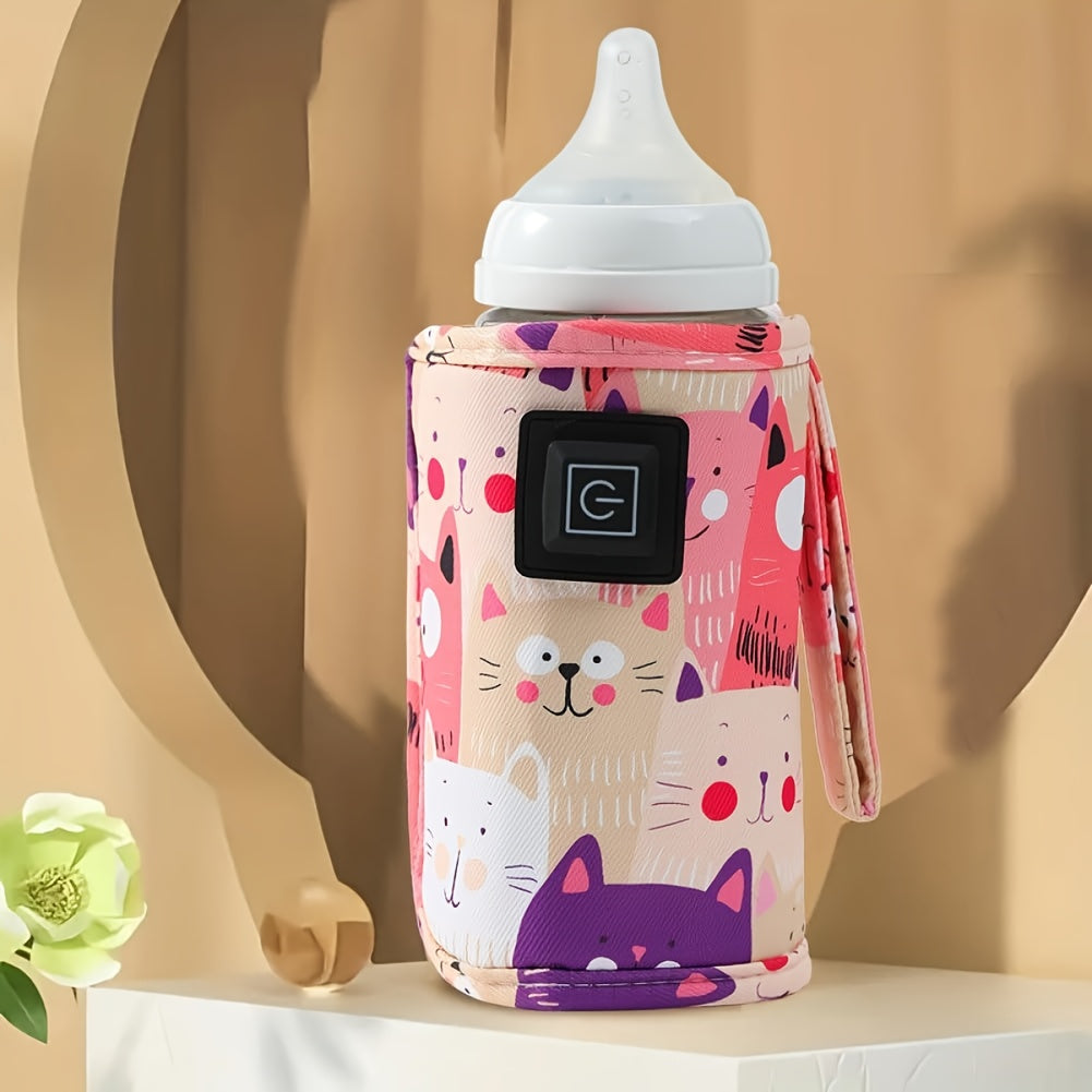 Self-Adhesive Portable Bottle Heater with 3 Adjustable Temperature Settings, Durable Travel Bottle Warmer for Outdoor Activities, Compact Modern Accessory for On-the-Go Feeding