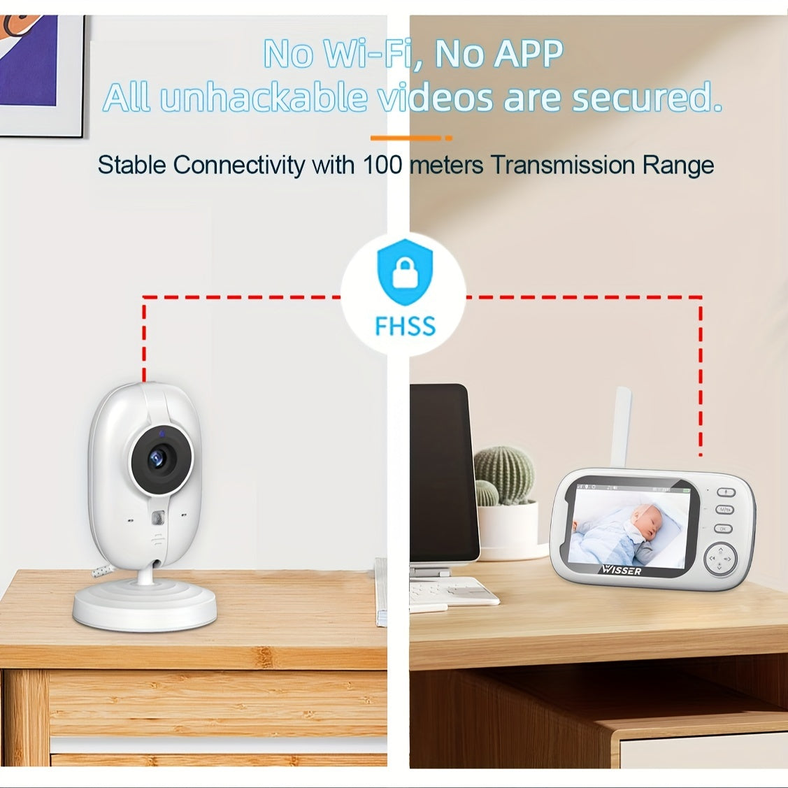 Video Baby Monitor with Camera and Night Vision, No-WiFi ABM 600 Nursery Monitor with Two-Way Talk, VOX Mode, Temperature Sensor and 8 Lullabies