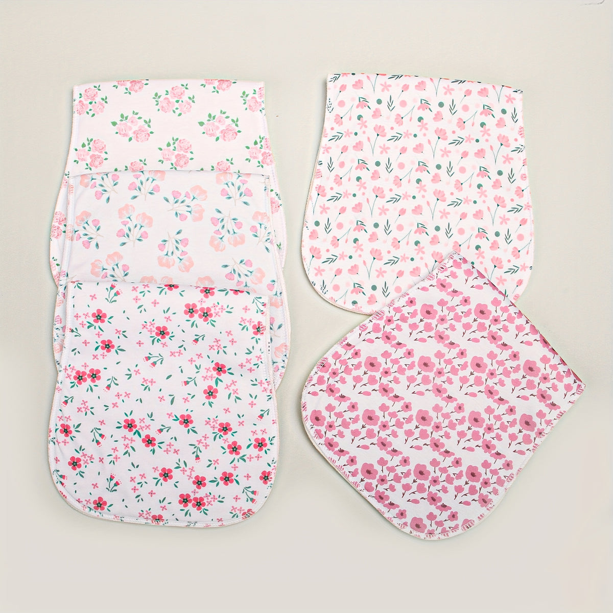 Printed Newborn Burp Cloths, 10-Piece Machine Washable Baby Washcloth and Burp Rag Set with Floral, Butterfly and Fox Style Options for Feeding