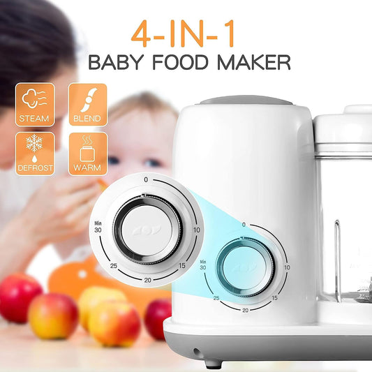 4-in-1 Food Processor, Grinder and Blender for Home Food Preparation, Multifunctional Kitchen Food Maker in White for Everyday Use