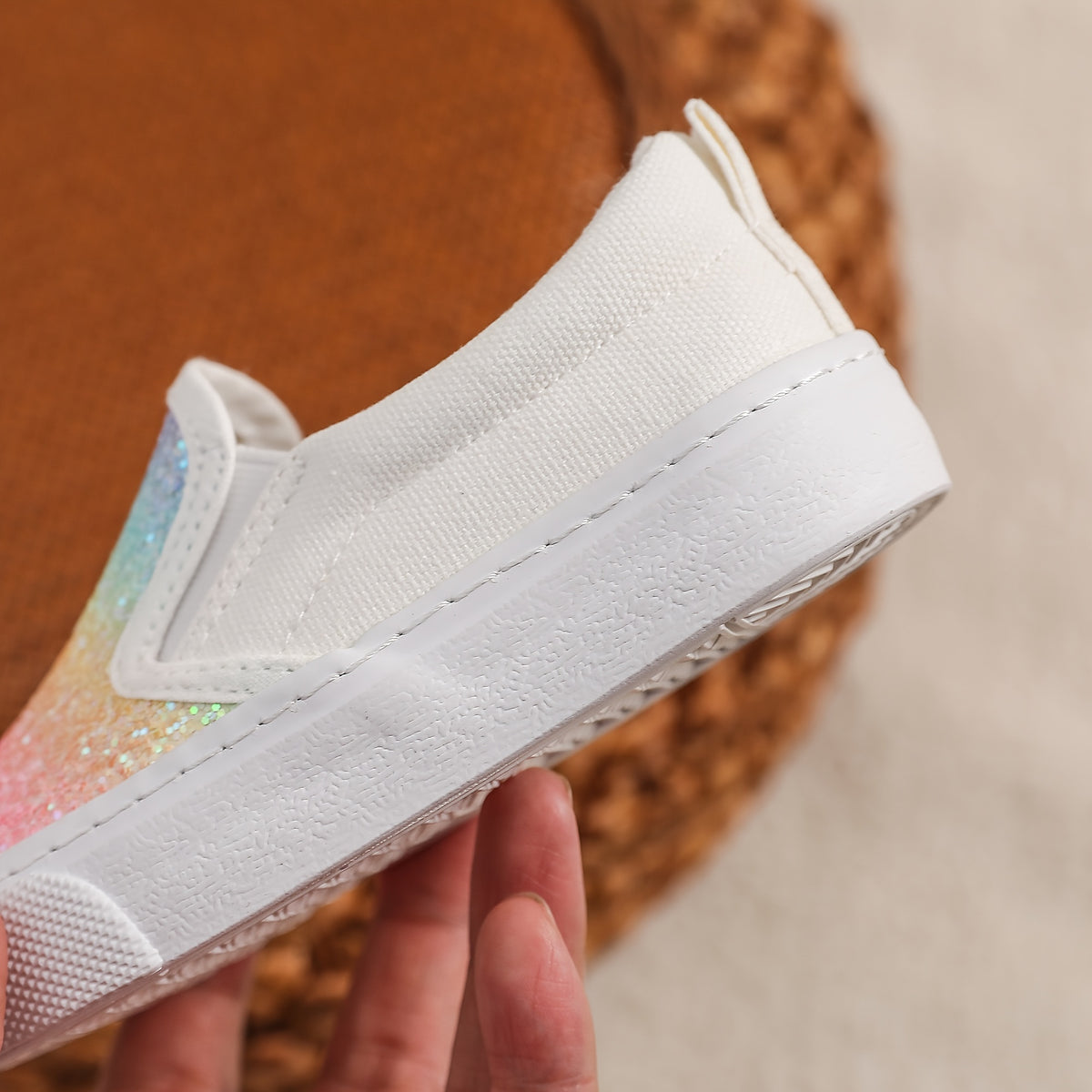 Gradient Canvas Slip-On Sneakers for Toddlers and Kids, Lightweight Colorful Casual Shoes for Easy On-and-Off Everyday Wear in US Kid Sizes