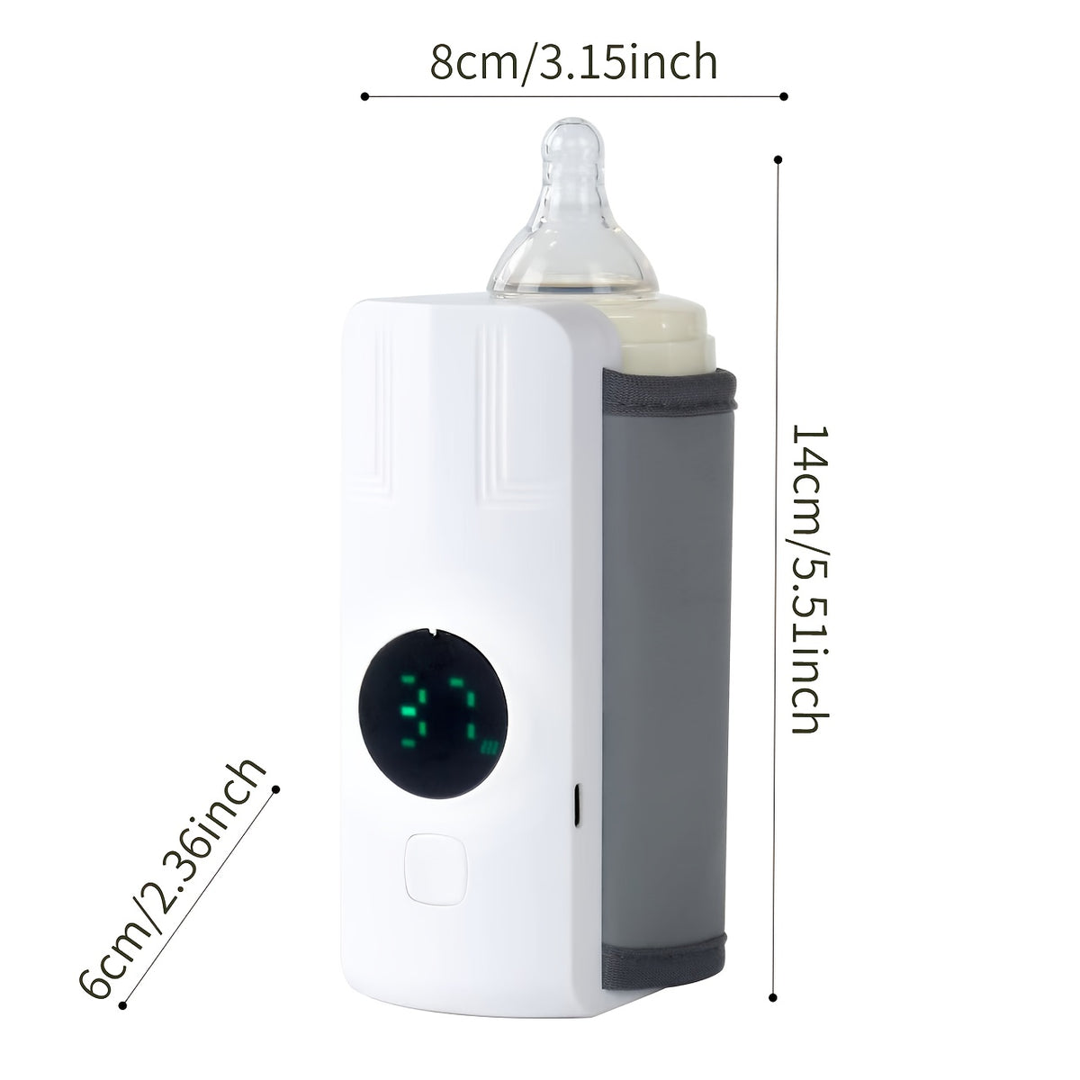 Cordless Bottle Warmer Sleeve for Breastmilk, USB Rechargeable 2000mAh Portable Milk Heater and Insulating Wrap in White for Home and Outings