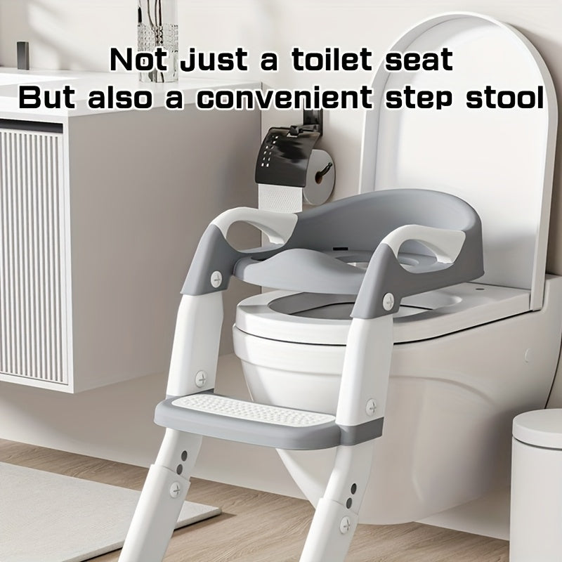 Wide-Step Toddler Toilet Training Seat with Ladder, Adjustable Potty Seat with Splash Guard, Anti-Slip Steps and Handles for Boys and Girls