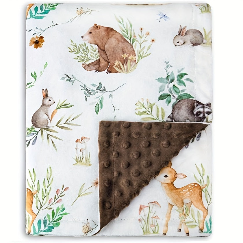 Bear Print Baby Blanket 30 x 40 Inches, Double-Layer Plush Minky Blanket with Dotted Backing for Newborns and Toddlers, Baby Shower Gift