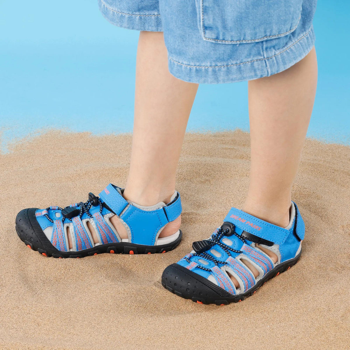 Closed Toe Kids Sport Sandals with Adjustable Straps, Breathable Water-Friendly Hiking and Beach Shoes for Toddlers, Little Kids and Big Kids