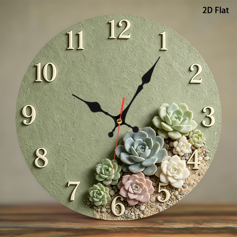 Sage Green Floral Nursery Wall Clock, Silent Non-Ticking 12-Inch Round Battery-Powered Baby Room Decor for Bedroom, Playroom or Classroom