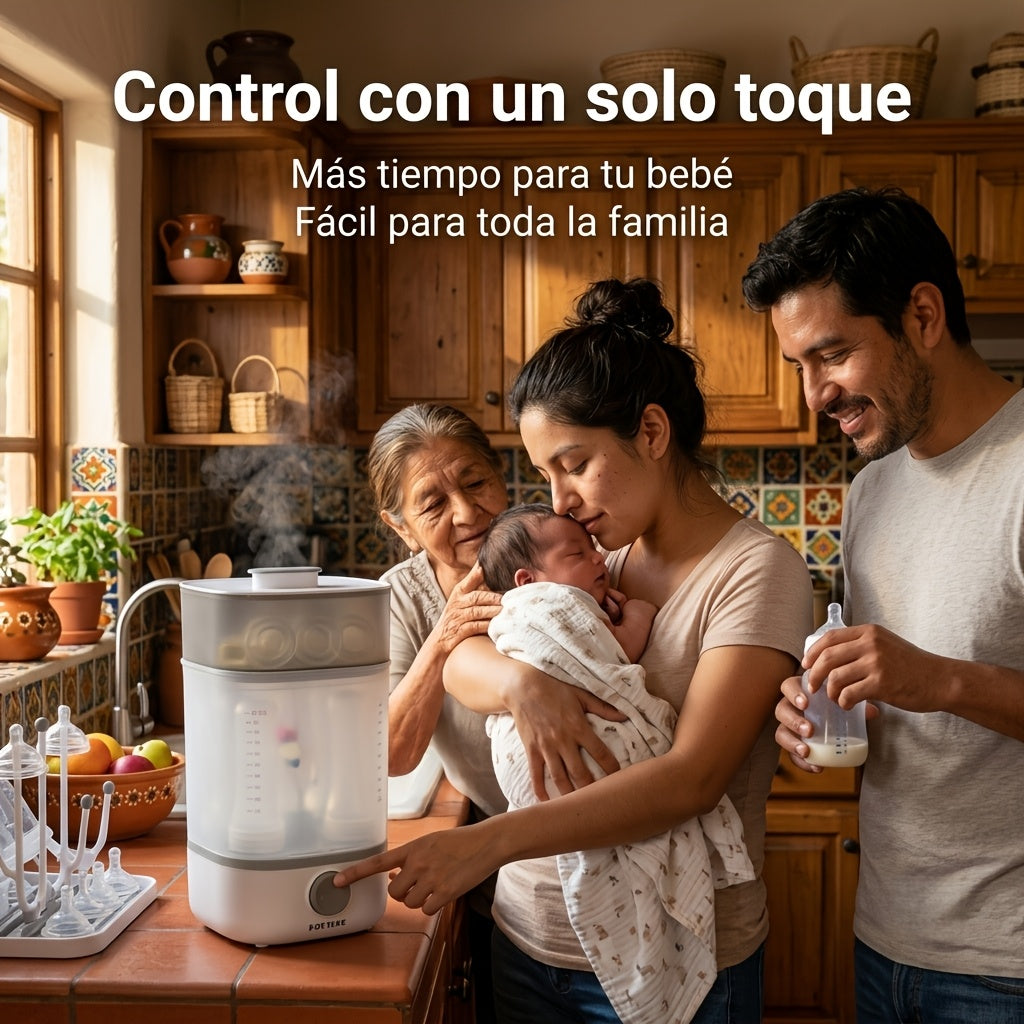 Baby Bottle Sterilizer and Dryer with One-Button Steam Operation, Countertop Feeding Accessory Organizer for Compatible Bottles and Pump Parts