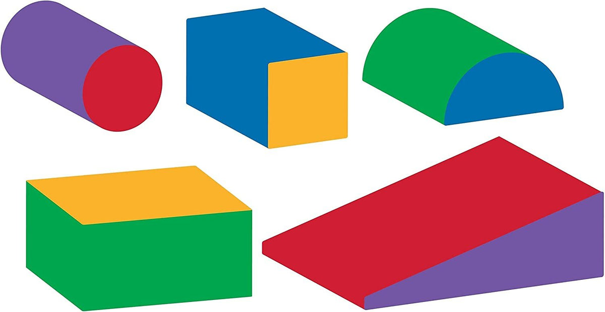 Toddler Foam Climbing Blocks, 5-Piece Play22USA Soft Climb-and-Crawl Set with Non-Slip Bottoms and Wipe-Clean Shapes for Active Play
