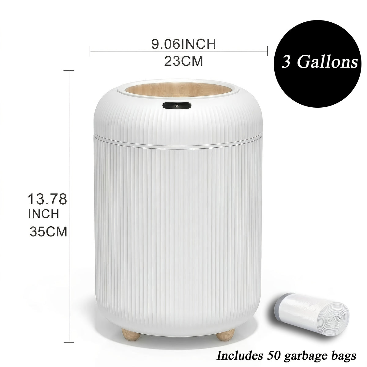 Automatic Touchless Trash Can with Sensor-Opening Lid and Odor-Containing Seal, Compact Waste Bin for Bathroom, Bedroom or Home Office