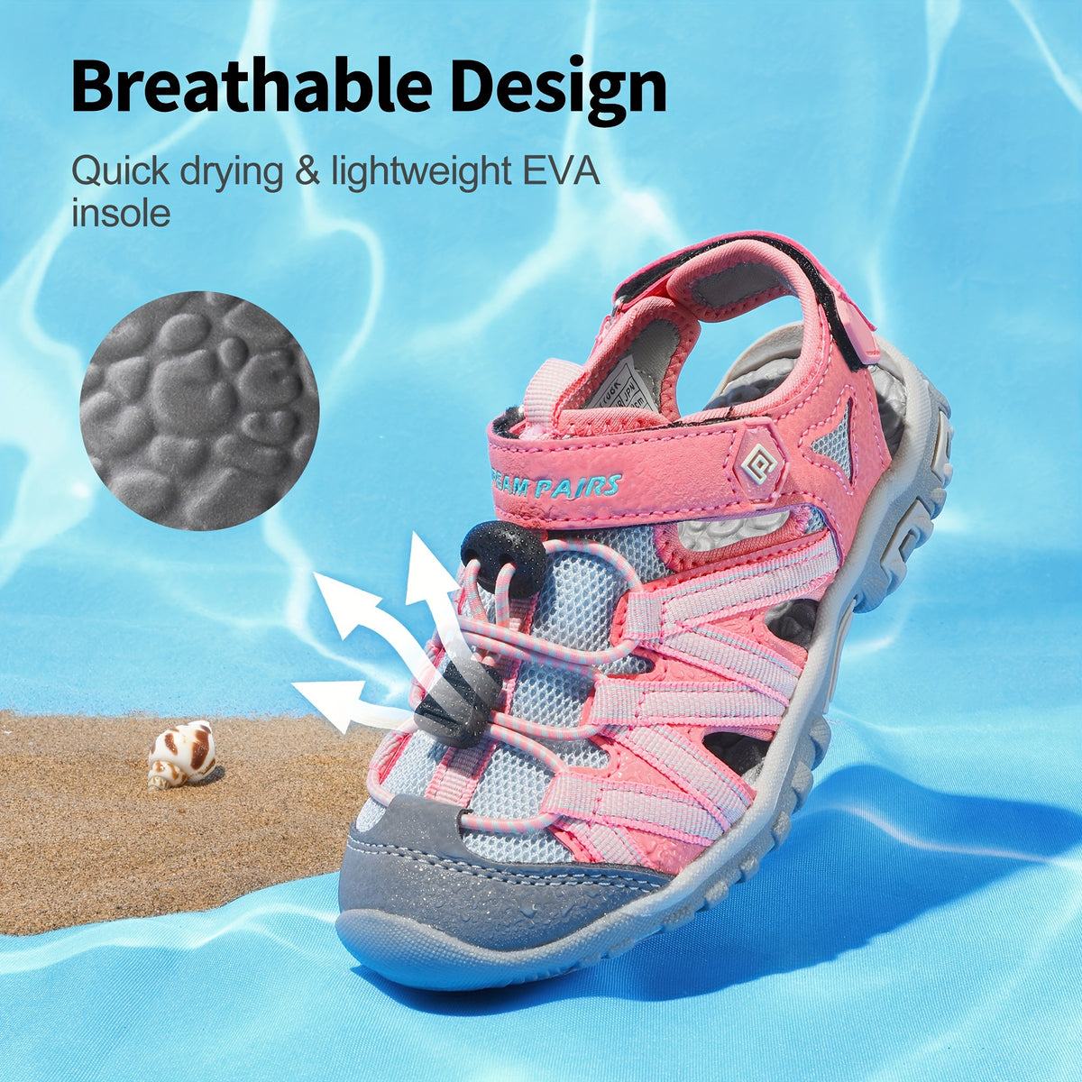 Kids Mesh Closed-Toe Sandals for Boys and Girls | Adjustable Two-Strap Outdoor Summer Shoes with EVA Soles for Toddler to Big Kid Sizes