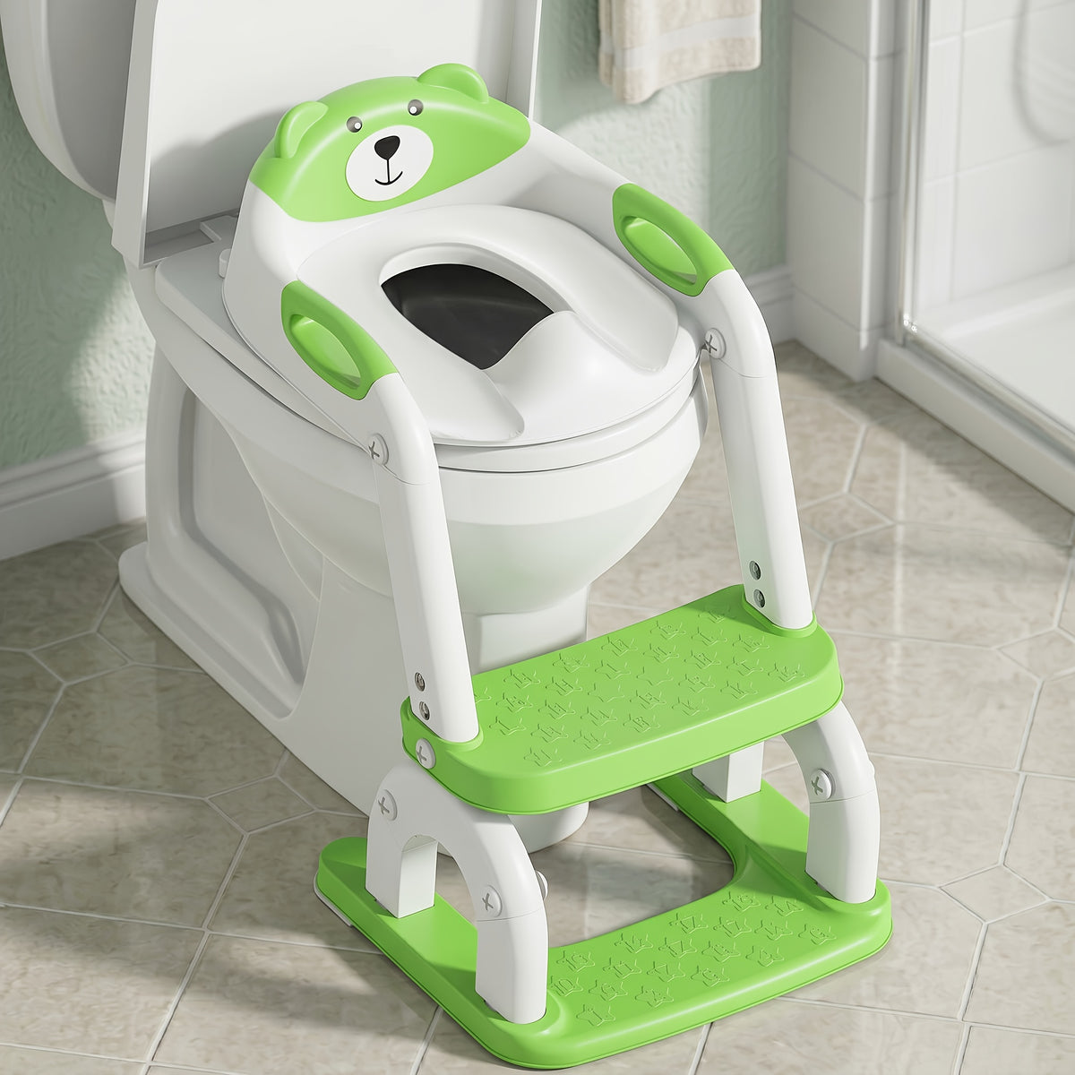 Toddler Potty Trainer, 2-in-1 Toilet Seat and Step Ladder, Adjustable Heavy-Duty Design with Anti-Slip Base for Boys and Girls