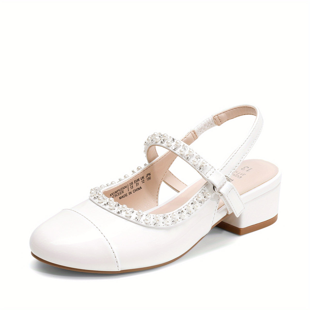 Girls Slingback Party Heels with Round Toe, Dress Shoes for Little and Big Kids for Weddings, Flower Girl Outfits and Princess-Inspired Occasions