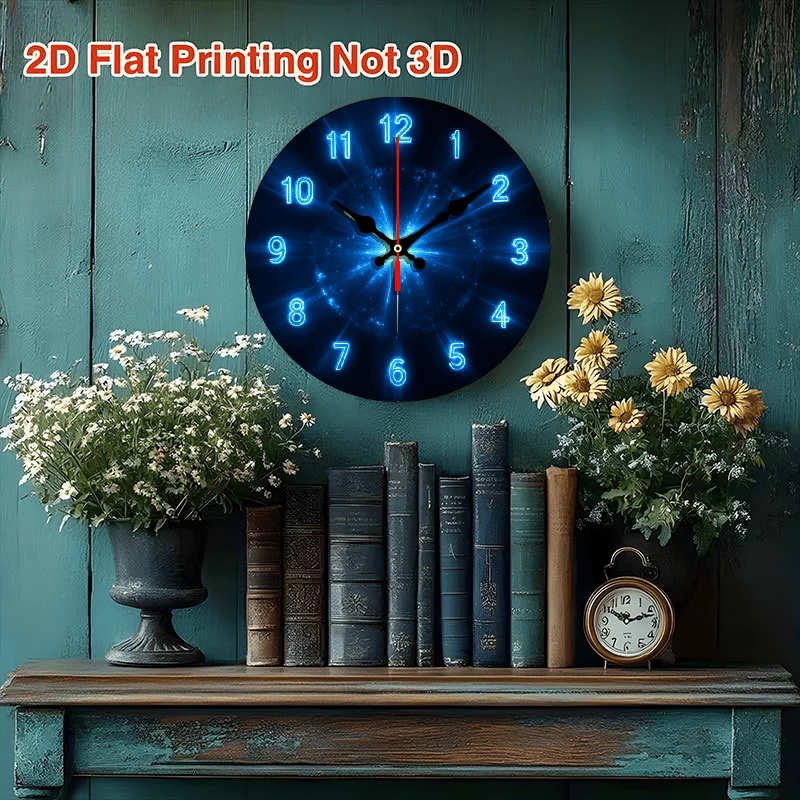 Silent Modern Wall Clock, 12-Inch Round Non-Ticking Battery-Powered 2D Flat Decorative Timepiece for Living Room, Kitchen or Dorm Room