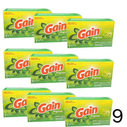 Gain Original Scent Laundry Detergent 1.3 oz Single-Load Portion, Fresh-Scented Stain-Cleaning Laundry Soap with 3, 6 or 9 Quantity Options
