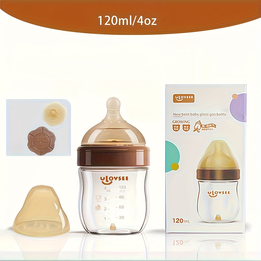 Borosilicate Glass Baby Bottles, Wide-Neck Feeding Bottle with Bottom Air Balance Valve, 4 oz, 5 oz and 8 oz Options for Daily Infant Feeding