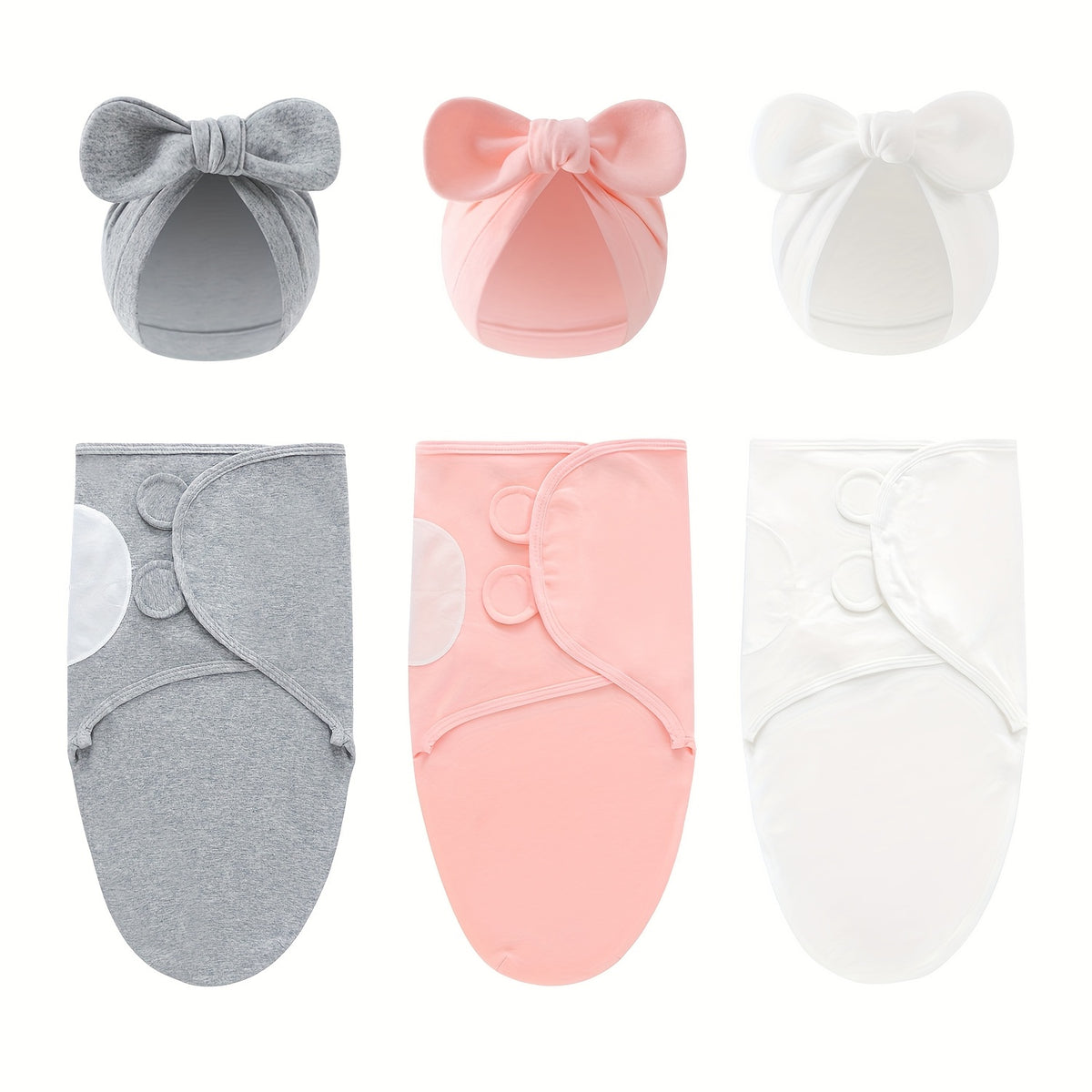 Newborn Blanket and Hat Set for 0 to 3 Months, Coordinated Baby Wrap and Cap in Multiple Color and Print Styles for Coming-Home Photos and Gifting