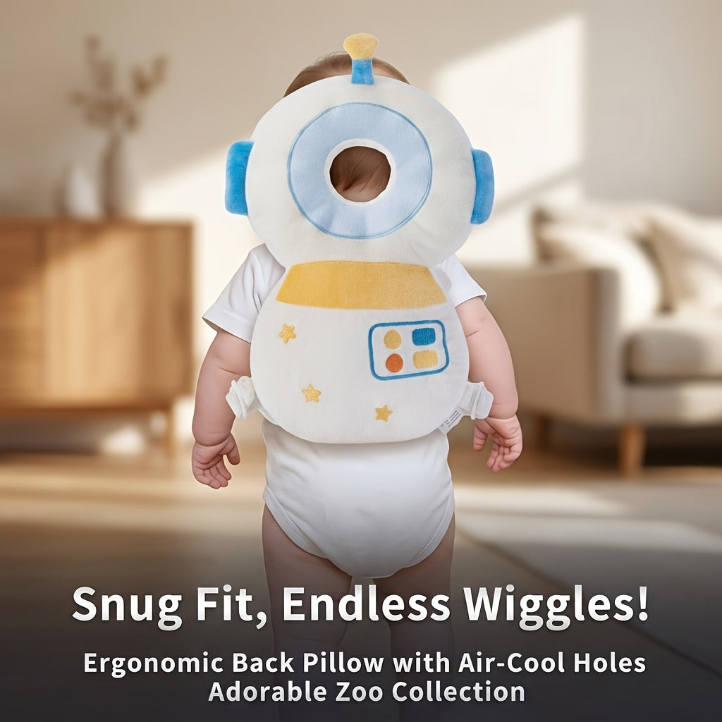 Infant Anti-Fall Cushion Backpack with Astronaut Plush Design, Adjustable Straps and Soft PP Cotton Padding for Crawling and First Steps