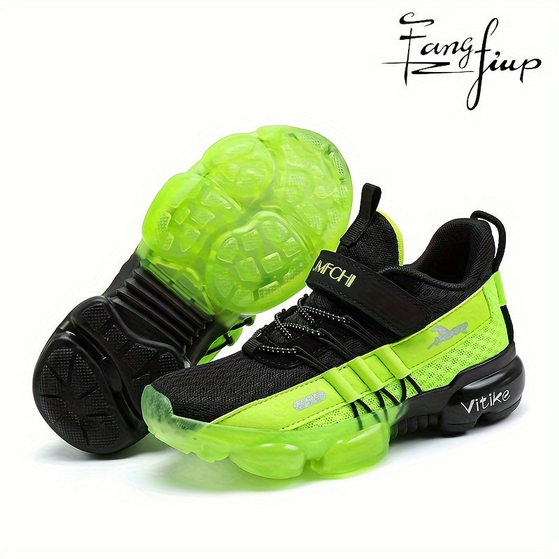 Kids Knit Mesh Running Shoes by FANGFIUP, Breathable Lightweight Round-Toe Sneakers for Boys' Active Play, Training and Everyday Outings