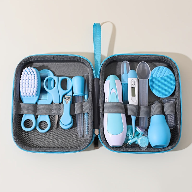 Infant Daily Care Kit 20-in-1 with Nail Clipper, Nasal Aspirator, Hair Brush and Comb, Baby Grooming Essentials with Zippered Case in Pink or Blue
