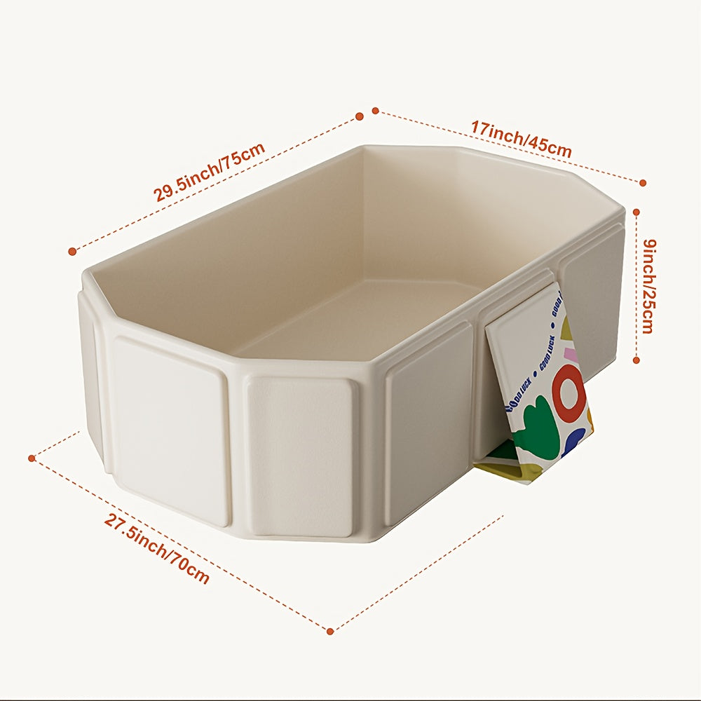 Space-Saving Foldable Kids Bathtub with Non-Slip Base, Portable Collapsible Bath Tub for Small Bathrooms, Family Travel and Easy Storage