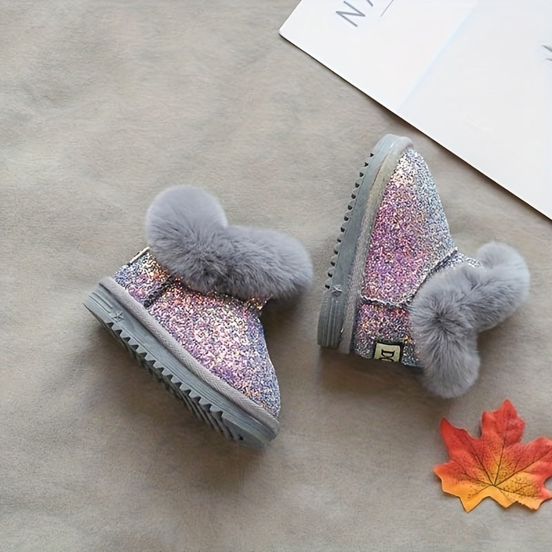 Kids Lined Snow Boots for Girls and Boys, Thickened Winter Footwear with Non-Slip Design, Grey, Black or Pink, Infant to Little Kid Sizes